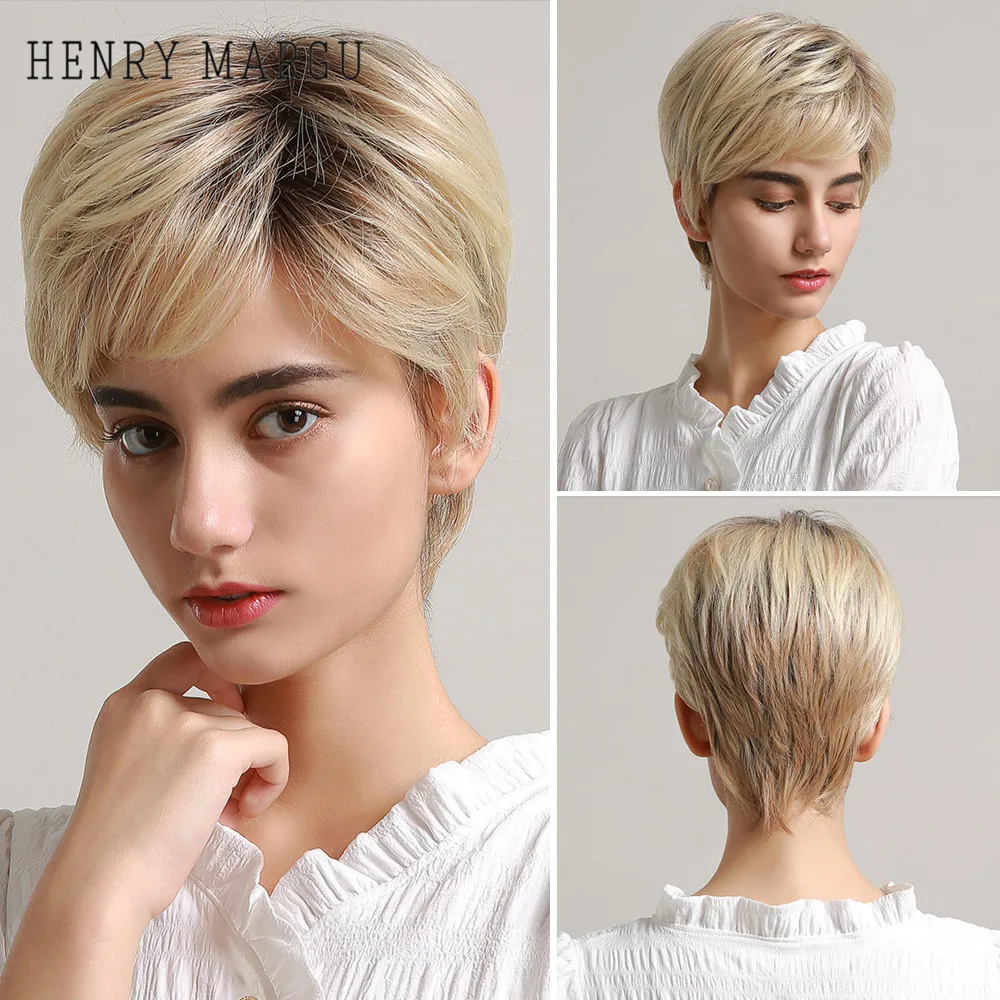 HENRY MARGU Short Pixie Wigs for Black Women Short Layered Cut Hair Wigs with Bangs Dark Root Blonde Brown Ombre Futura Wigs 
HENRY MARGU Short Pixie Wigs for Black Women Short Layered Cut Hair Wigs with Bangs Dark Root Blonde Brown Ombre Futura Wigs
