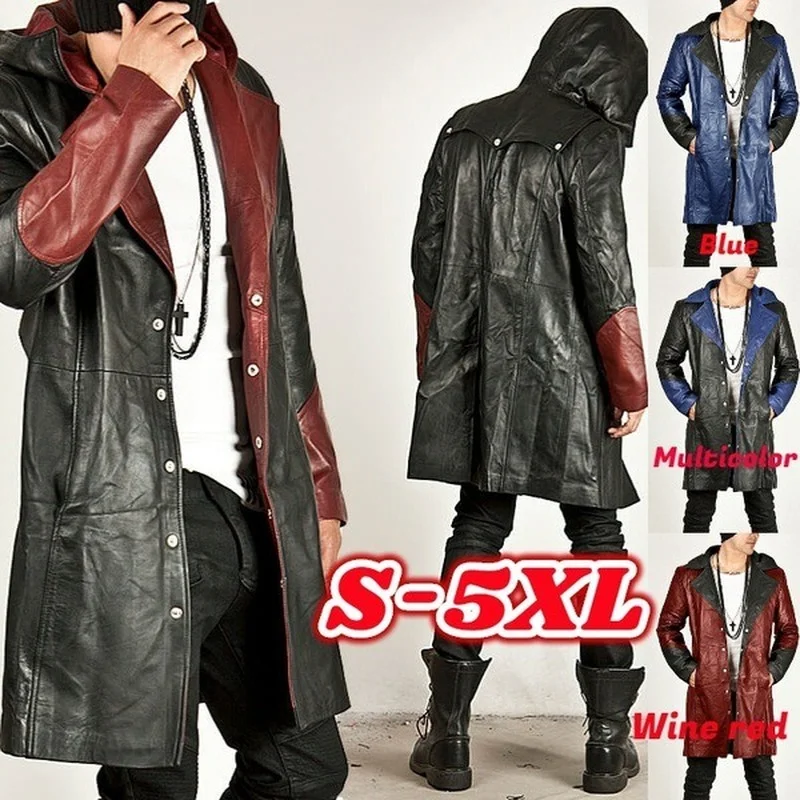 Lugentolo Faux Leather Jacket Mens Plus Size Hooded Long Coat Lapel Zipper Moto Leather Jackets
Lugentolo Faux Leather Jacket Mens Plus Size Hooded Long Coat Lapel Zipper Moto Leather Jackets