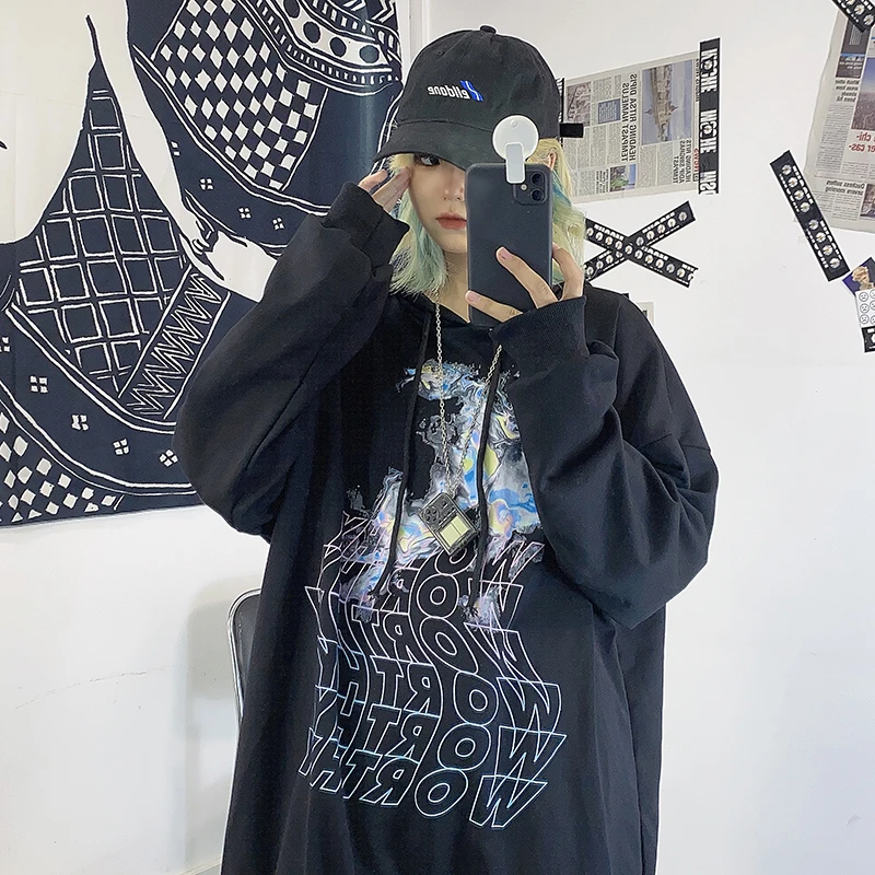 Sweater New Spring All-Matching Hong Kong Style Super Popular Vintage Letter Print Loose Hooded Pullover Top for Women
Sweater New Spring All-Matching Hong Kong Style Super Popular Vintage Letter Print Loose Hooded Pullover Top for Women