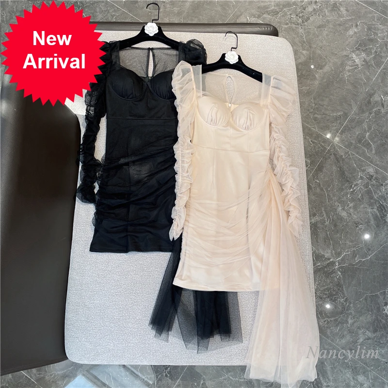 Sexy Bodycon Dress Womens 2022 Spring Winter New Temperament Socialite Design Ribbon Pleated Slim Fit Square Collar Mesh Dresses
Sexy Bodycon Dress Womens 2022 Spring Winter New Temperament Socialite Design Ribbon Pleated Slim Fit Square Collar Mesh Dresses