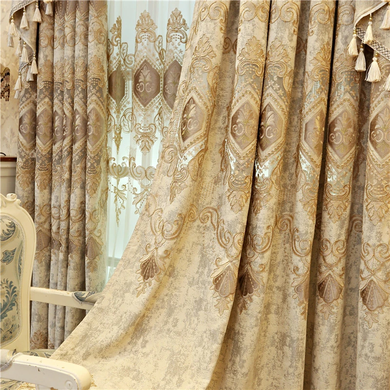 European and American Luxury High Quality Elegant Beige Chenille Embroidered Blackout Curtains for Living Room Windows Bedroom
European and American Luxury High Quality Elegant Beige Chenille Embroidered Blackout Curtains for Living Room Windows Bedroom