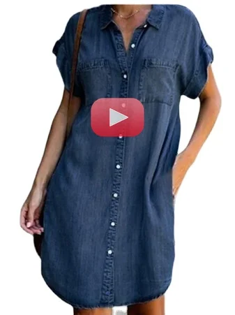 Patch Pocket Ladies Denim Dress Short Sleeve Pockets Single Breasted Women Shirt Knee Length Party Beach Sexy Ladies Dresses 
Patch Pocket Ladies Denim Dress Short Sleeve Pockets Single Breasted Women Shirt Knee Length Party Beach Sexy Ladies Dresses