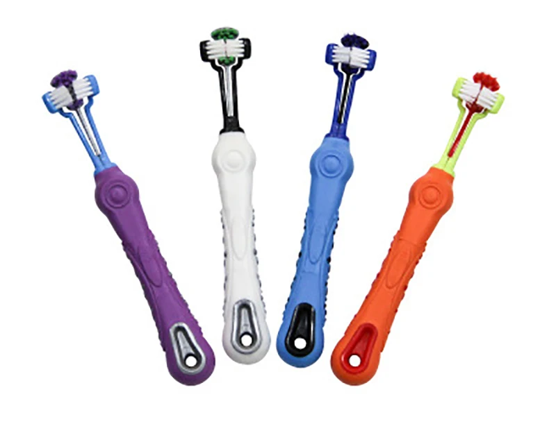

3-Sided Pet Toothbrush Dog Toothbrush Removing Bad Breath Tartar Cleaning Mouth Pet Dental Care Cat Cleaning Mouth