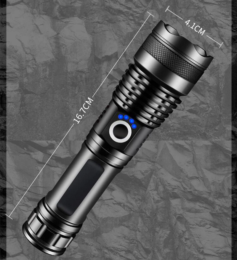 Waterproof Glare USB LED Long Shot Flashlight P50 LED Torch Adjustable Focus Zoom Flash Light Lamp With Charging Power Display
Waterproof Glare USB LED Long Shot Flashlight P50 LED Torch Adjustable Focus Zoom Flash Light Lamp With Charging Power Display
