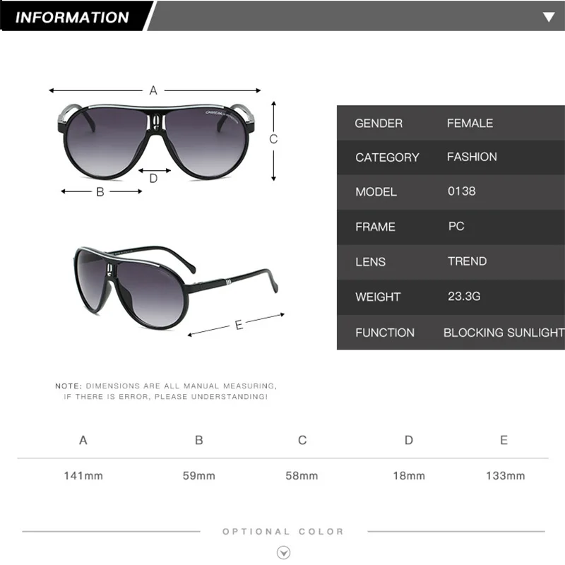 Classic Large Sunglasses Men Women Vintage Sports Sunglasses for Driving Large Frame Colorful Outdoor Sun Glasses UV400 Goggles
Classic Large Sunglasses Men Women Vintage Sports Sunglasses for Driving Large Frame Colorful Outdoor Sun Glasses UV400 Goggles