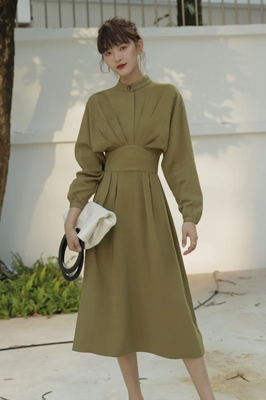 iMucci 2020 Spring Summr Stand Collar Women Fashion Vestidos Waist Bandage Full Sleeve Korean Style Solid Color Dress TM1499
iMucci 2020 Spring Summr Stand Collar Women Fashion Vestidos Waist Bandage Full Sleeve Korean Style Solid Color Dress TM1499