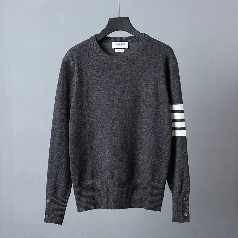 TB 2021 Fashion THOM Brand Sweaters Men Slim Fit O-Neck Pullovers Clothing Striped Wool Cotton Solid Autumn Winter Casual Coat
TB 2021 Fashion THOM Brand Sweaters Men Slim Fit O-Neck Pullovers Clothing Striped Wool Cotton Solid Autumn Winter Casual Coat
