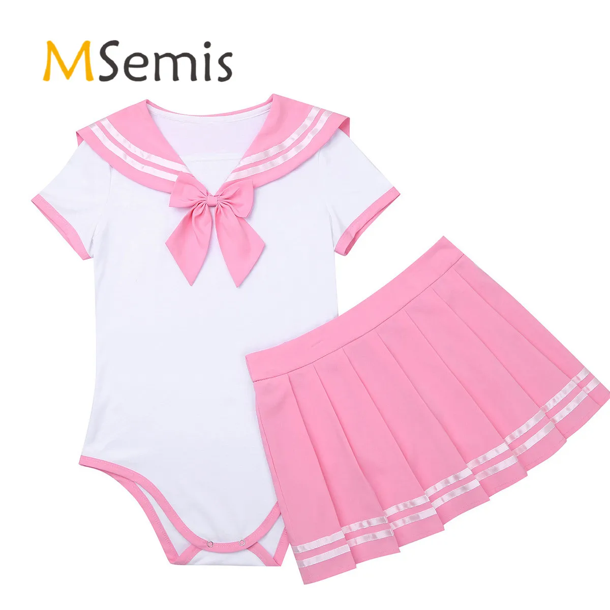 2Pcs Womens School Girls Cosplay Costume Diaper Lovers Age Players Roleplay Outfit Short Sleeve Romper with Mini Pleated Skirt
2Pcs Womens School Girls Cosplay Costume Diaper Lovers Age Players Roleplay Outfit Short Sleeve Romper with Mini Pleated Skirt