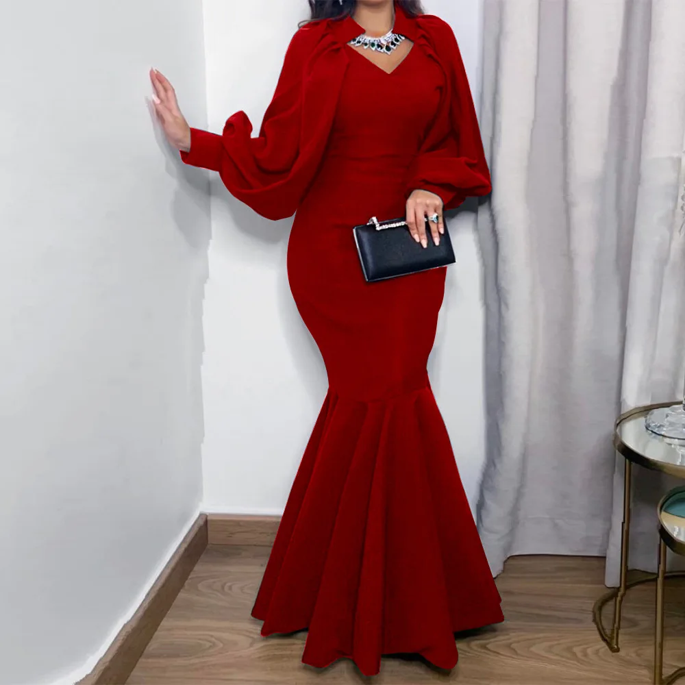 Sexy V Neck Long Lantern Sleeve Slim Bodycon Dress Evening Party Dress Women Elegant Long Mermaid Dress Ladies Long Maxi Dress
Sexy V Neck Long Lantern Sleeve Slim Bodycon Dress Evening Party Dress Women Elegant Long Mermaid Dress Ladies Long Maxi Dress