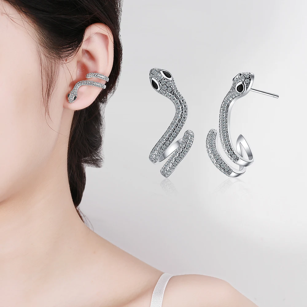 Fashion S925 Silver Personality Snake Zircon Serpentine Stud Earrings For Girls Women Simple Clip Earring 2021 Trendy Jewelry
Fashion S925 Silver Personality Snake Zircon Serpentine Stud Earrings For Girls Women Simple Clip Earring 2021 Trendy Jewelry