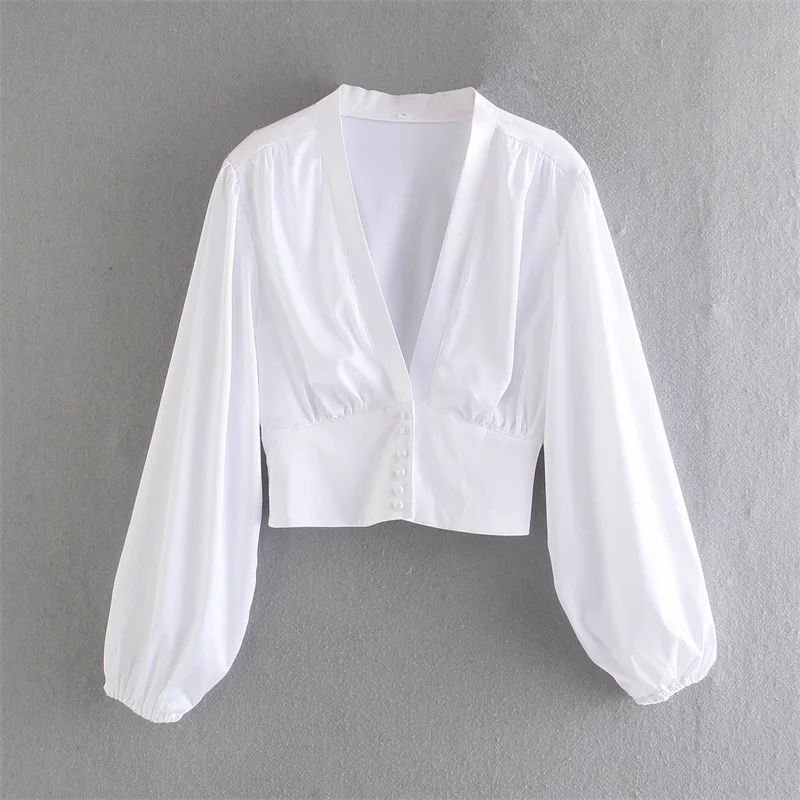 TRAF Women 2021 Fashion Sexy Solid Color Slim Shirt Retro V-neck Long Sleeve Slim Top Streetwear
TRAF Women 2021 Fashion Sexy Solid Color Slim Shirt Retro V-neck Long Sleeve Slim Top Streetwear