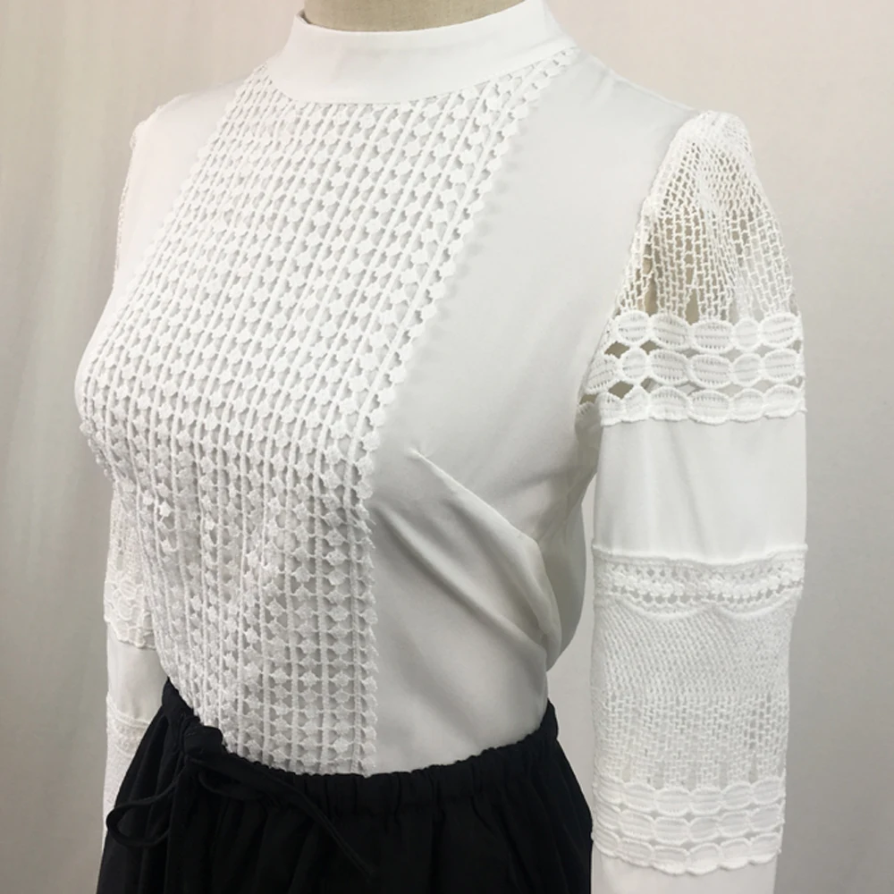 Spring New Elegant Long Sleeve White Base Shirt Slim Cotton Hook Flower Hollow Lace Chiffon Shirt Casual Women's Long Sleeve 
Spring New Elegant Long Sleeve White Base Shirt Slim Cotton Hook Flower Hollow Lace Chiffon Shirt Casual Women's Long Sleeve