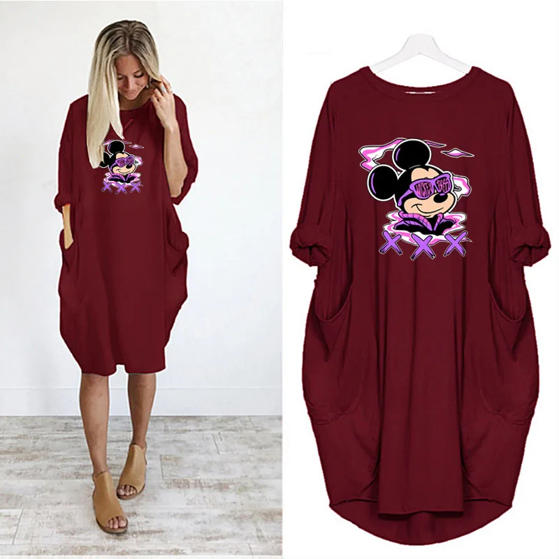 Disney Mickey Mouse Midi Dresses Loose Sundress Long Sleeve Vestidos Print Casual Streetwear Pocket Dress Party Beach Robe Femme
Disney Mickey Mouse Midi Dresses Loose Sundress Long Sleeve Vestidos Print Casual Streetwear Pocket Dress Party Beach Robe Femme
