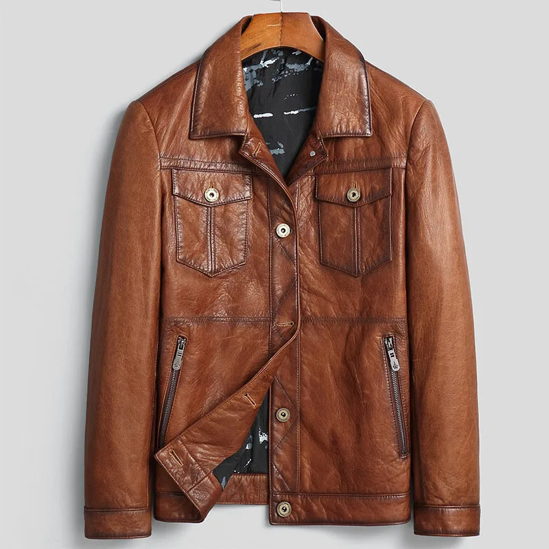 Leather Men's Genuine Jacket Real Sheepskin Coat Motorcycle Leather Jacket Autumn Men's New Jacket
Leather Men's Genuine Jacket Real Sheepskin Coat Motorcycle Leather Jacket Autumn Men's New Jacket