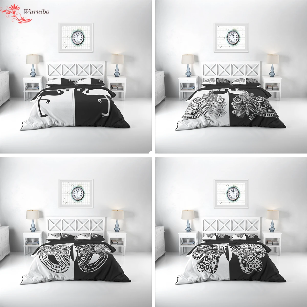 White and Black Design Print Bedding Set Nordic Double Bed Bedspread Peacock Butterfly Flamingo Duvet Cover Set King Quilt Cover
White and Black Design Print Bedding Set Nordic Double Bed Bedspread Peacock Butterfly Flamingo Duvet Cover Set King Quilt Cover