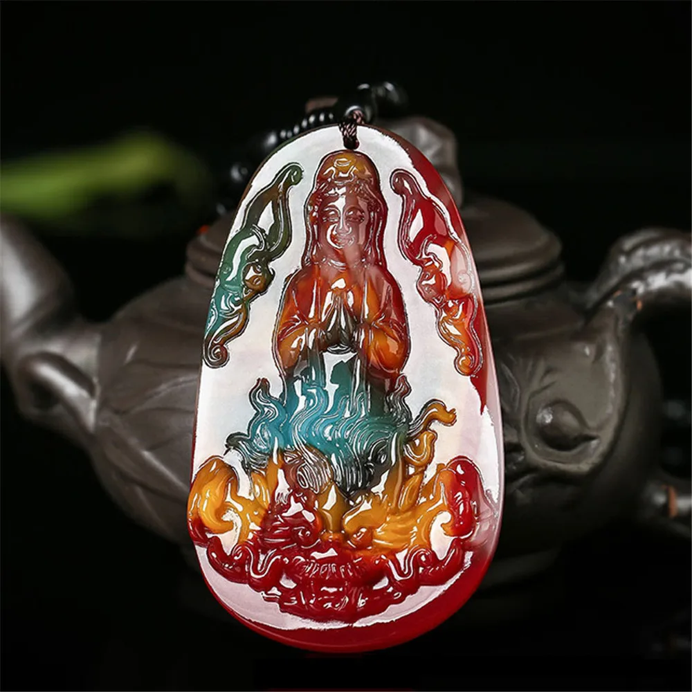 New Xinjiang Gobi Colorful Jade Carved Riding Dragon Guanyin Jade Pendant Fashion Men's Bodhisattva Jade Pendant Necklace Gift
New Xinjiang Gobi Colorful Jade Carved Riding Dragon Guanyin Jade Pendant Fashion Men's Bodhisattva Jade Pendant Necklace Gift