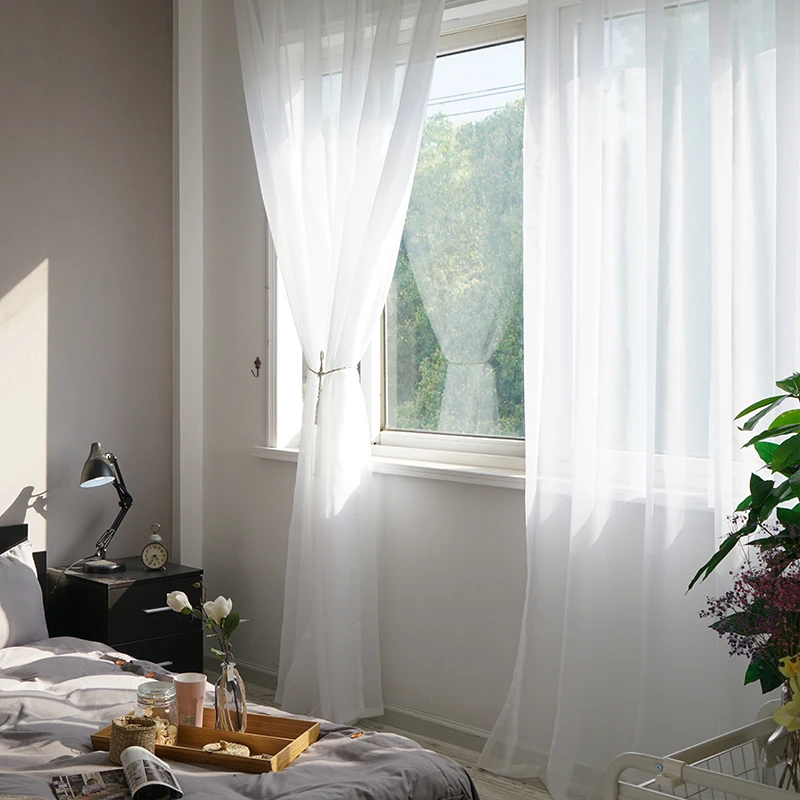 Чистый белый окна тюль занавески для Гостиная Спальня белая шторы спальни
