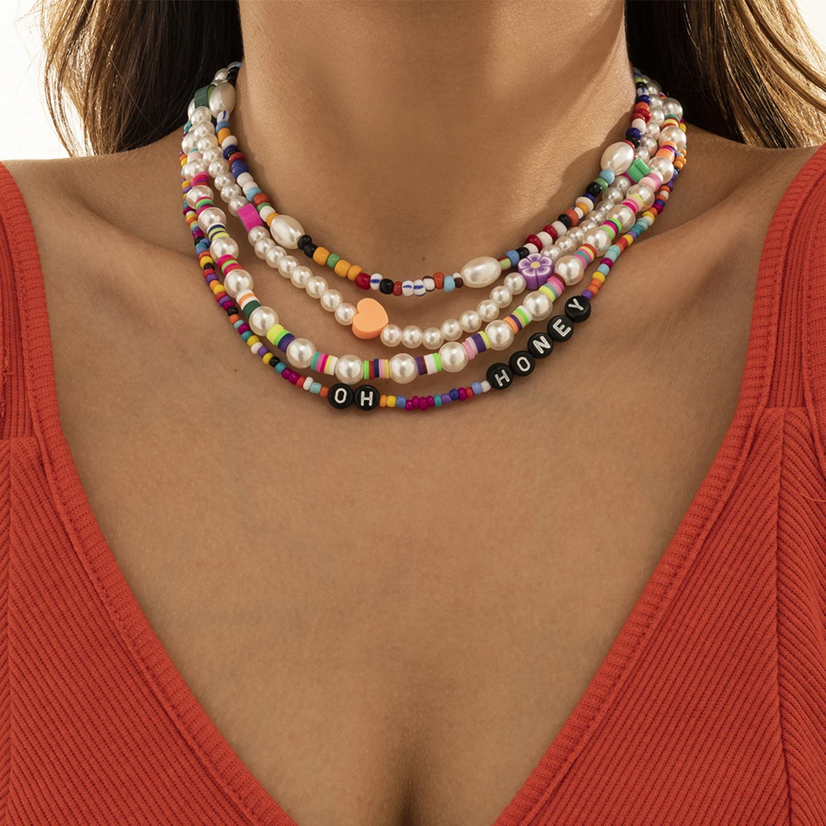 Lacteo 4 Pcs/Set Y2K Resin Flower Fruit Letter Choker Necklace Fashion Bohemian Rainbow Coloful Beads Chain Charm Necklace
Lacteo 4 Pcs/Set Y2K Resin Flower Fruit Letter Choker Necklace Fashion Bohemian Rainbow Coloful Beads Chain Charm Necklace