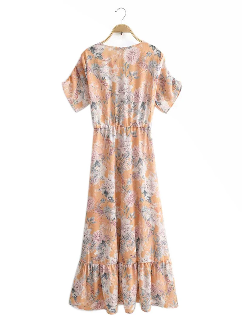 Women Elegant Floral Printed Dress New Fashion High Waist V Neck Pleated Ruffles Long Maxi Dress Beach Dress
Women Elegant Floral Printed Dress New Fashion High Waist V Neck Pleated Ruffles Long Maxi Dress Beach Dress