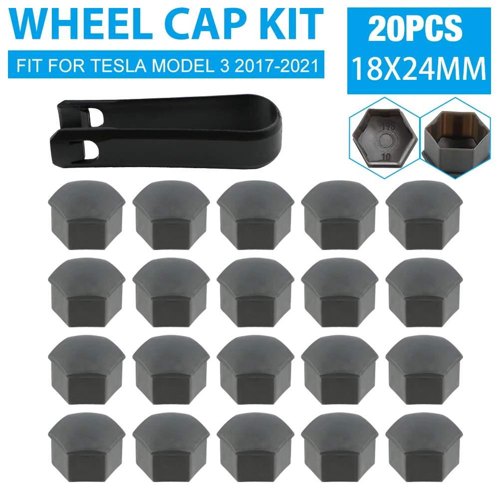 

20pcs 18*24mm ABS Cement Grey Screw Cap/Bolt Lug Nut Covers Wheel Cap Kit For Tesla Model 3 S Y Wheel Car Accessories Hub