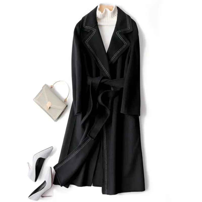 Simple Double Faced Cashmere Coat Women's Black Autumn Winter 2020 New Korean Slim Fit Woolen Overcoat Medium Length High End
Simple Double Faced Cashmere Coat Women's Black Autumn Winter 2020 New Korean Slim Fit Woolen Overcoat Medium Length High End