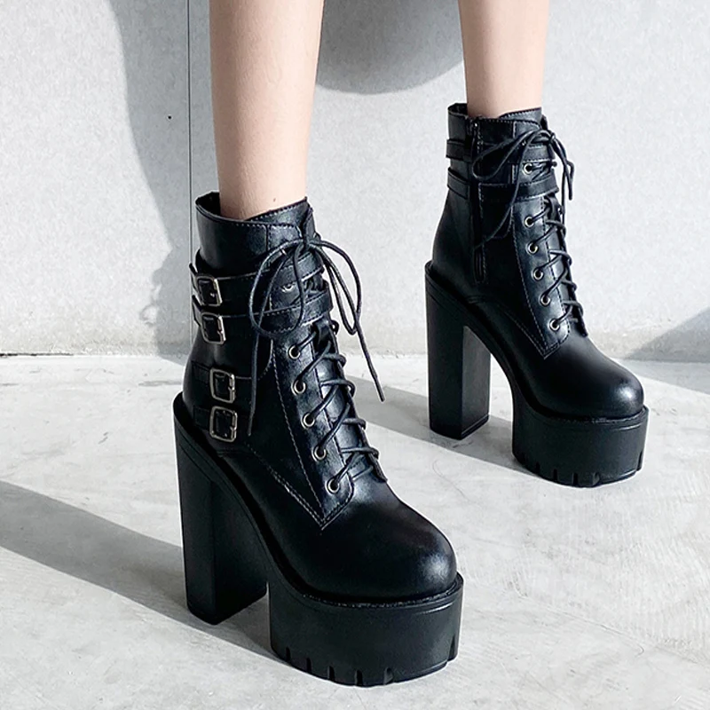 Goth Shoes On Platform Gothic style Punk Metal Stud High Heel Mid-Calf Womens Demonia Boots High Waterproof Elegant Boots YMB363
Goth Shoes On Platform Gothic style Punk Metal Stud High Heel Mid-Calf Womens Demonia Boots High Waterproof Elegant Boots YMB363