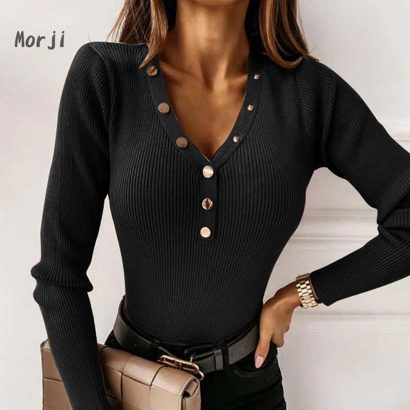 2021 new spring and autumn casual long-sleeved T-shirt shirt woman buttoned clothes solid color sexy V-neck slim T-shirt
2021 new spring and autumn casual long-sleeved T-shirt shirt woman buttoned clothes solid color sexy V-neck slim T-shirt