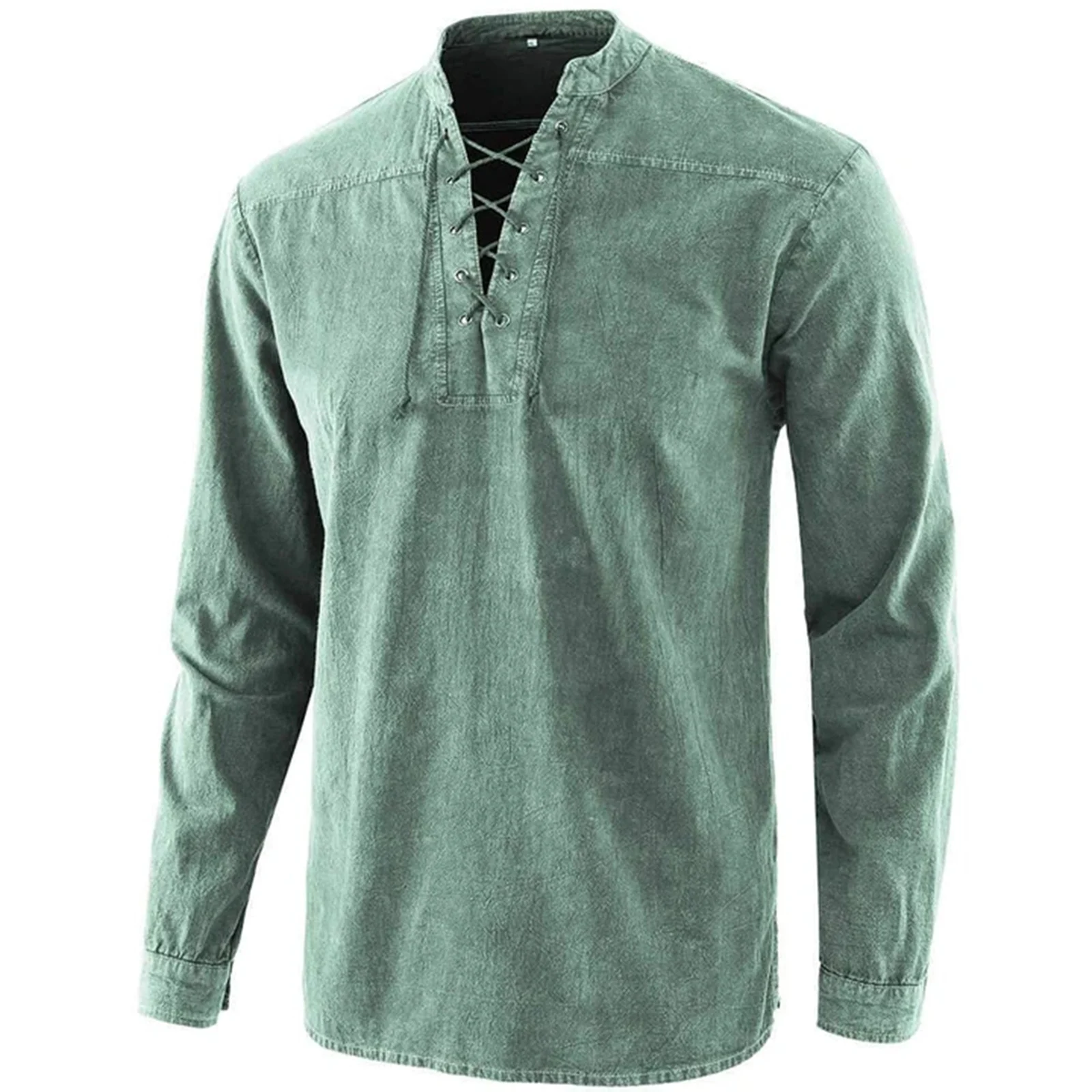 Fashionable Men Gothic Retro Lace-up V-neck Denim Long Sleeve Tee Shirt Loose Tops for Male Comfortable Breathable
Fashionable Men Gothic Retro Lace-up V-neck Denim Long Sleeve Tee Shirt Loose Tops for Male Comfortable Breathable