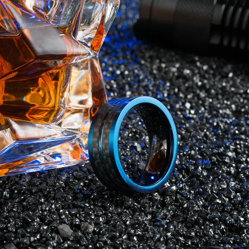 Koaem High Quality Stainless Steel Jewelry Two Tone Color Plated Inlay Carbon Fiber Ring Blue and Black Wedding Ring For Men
Koaem High Quality Stainless Steel Jewelry Two Tone Color Plated Inlay Carbon Fiber Ring Blue and Black Wedding Ring For Men