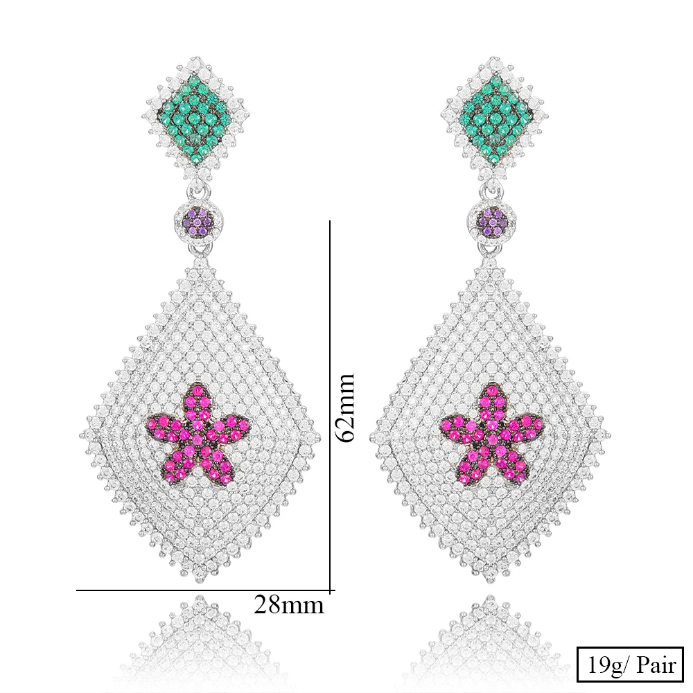 SISCATHY Fashion Luxury Flower Design Brazil Style CZ Stone Women Dangle Earrings Wedding Bride Pendientes Boucle d'oreille
SISCATHY Fashion Luxury Flower Design Brazil Style CZ Stone Women Dangle Earrings Wedding Bride Pendientes Boucle d'oreille
