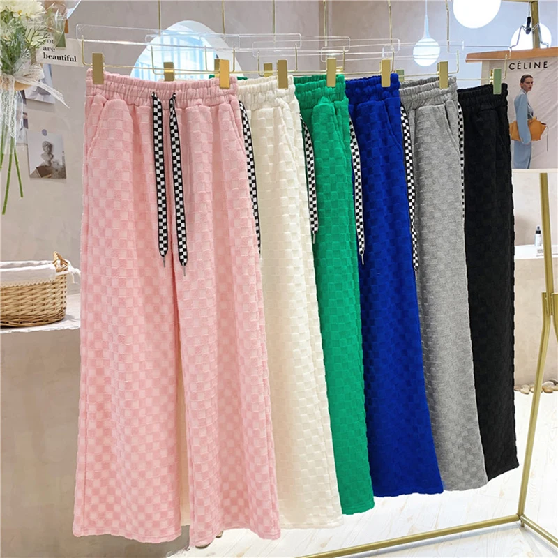 KBAT 2022 Casual High Waist Loose Wide Leg Pants For Women Candy Colors Female Floor-Length Long Trousers Winter Velvet Pants 
KBAT 2022 Casual High Waist Loose Wide Leg Pants For Women Candy Colors Female Floor-Length Long Trousers Winter Velvet Pants