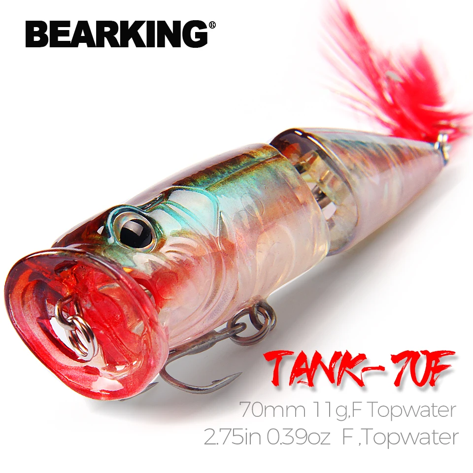 BEARKING Hot Model Retail fishing lures,hard bait assorted colors, popper 70mm 11g, Floating topwater baits
BEARKING Hot Model Retail fishing lures,hard bait assorted colors, popper 70mm 11g, Floating topwater baits