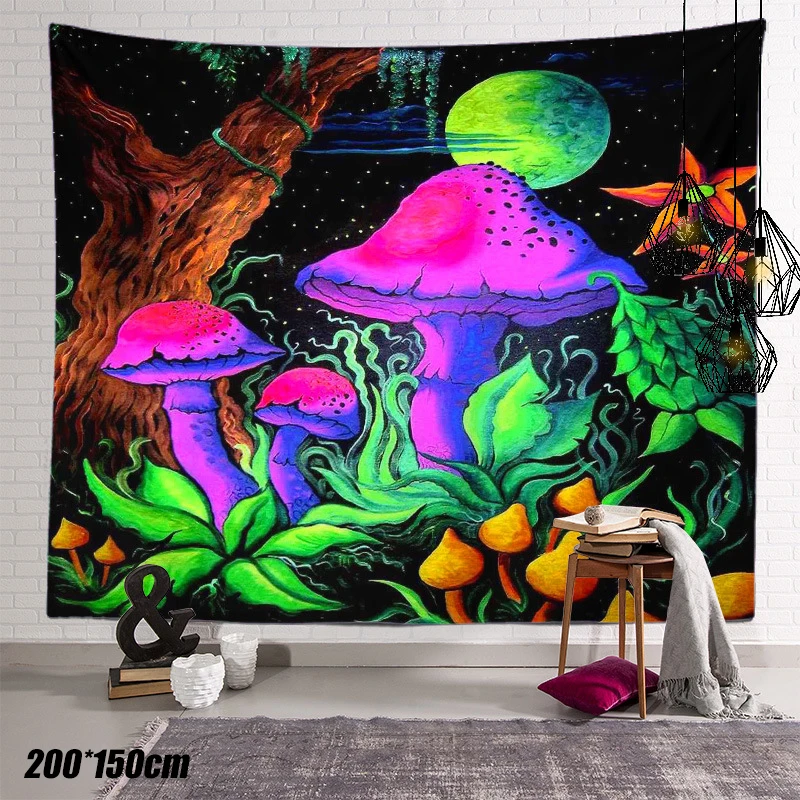 

Mushroom Printed Tapestry Square Living Room Bedroom Wall Hangings Forest Cloth Art Painting Home Decoration Tapestries Blankets