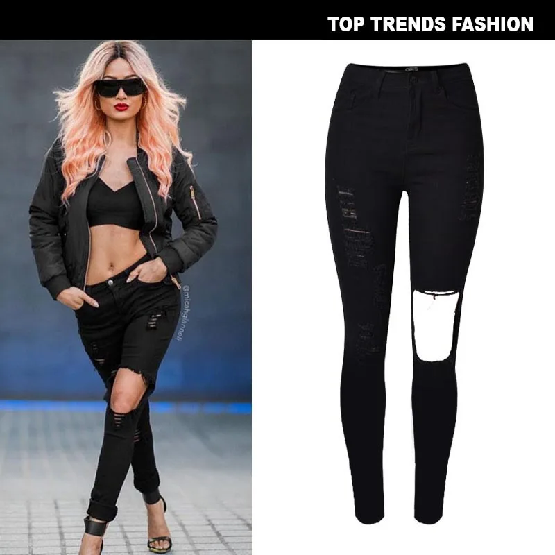 Тонкая эластичная джинсовая ткань с завышенной талией, два цвета: черный и белый 
Тонкая эластичная джинсовая ткань с завышенной талией, два цвета: черный и белый