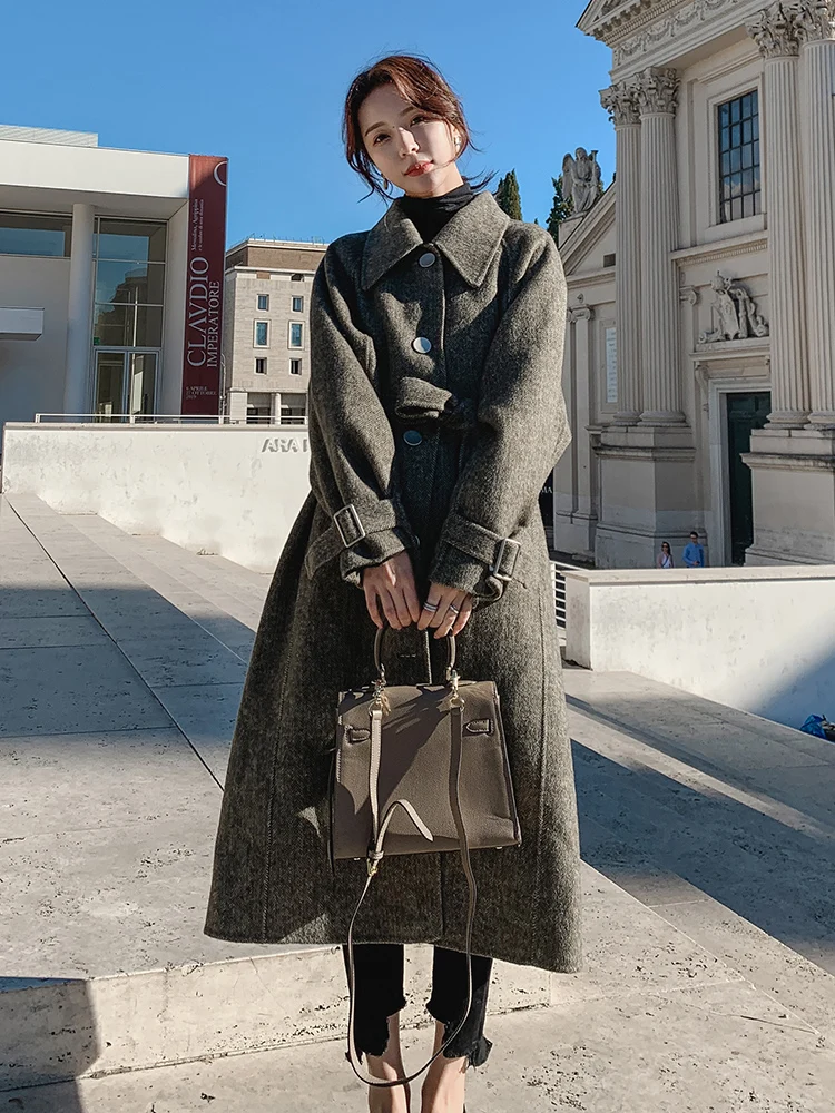 Coat Winter Women Solid Color Single Breasted Mid-Length Woolen Women Loose Casual Thicken Turndown Collar Coat Wool Coat XY5084
Coat Winter Women Solid Color Single Breasted Mid-Length Woolen Women Loose Casual Thicken Turndown Collar Coat Wool Coat XY5084