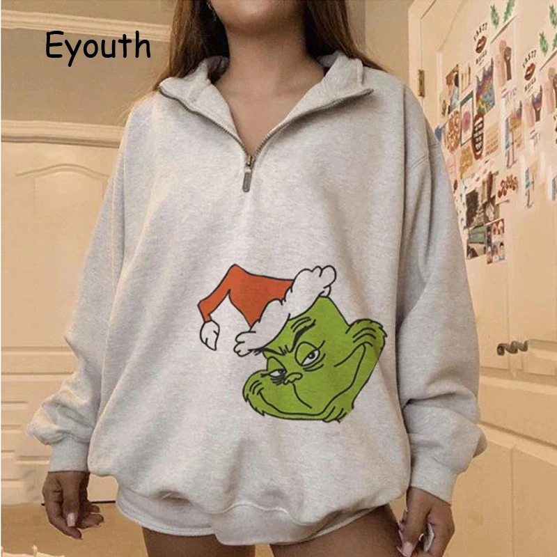 Fashion Turn-down Sweatshirt Women Christmas Hat Pattern Vintage Hoodie Loose Streetwear Long Sleeve Zipper Hoodies Pullovers
Fashion Turn-down Sweatshirt Women Christmas Hat Pattern Vintage Hoodie Loose Streetwear Long Sleeve Zipper Hoodies Pullovers