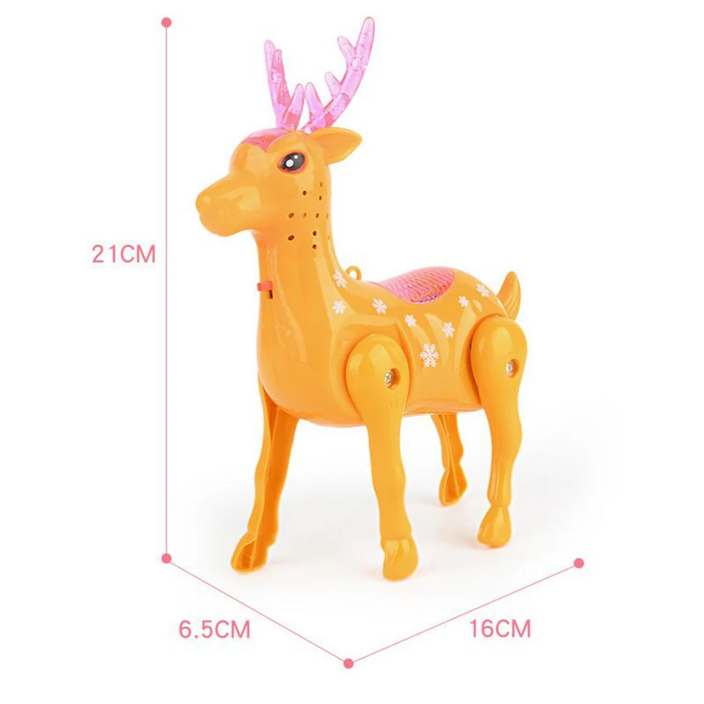 Electric Walking Sika Deer Animal Toy with LED Music Leash Interactive Kids |