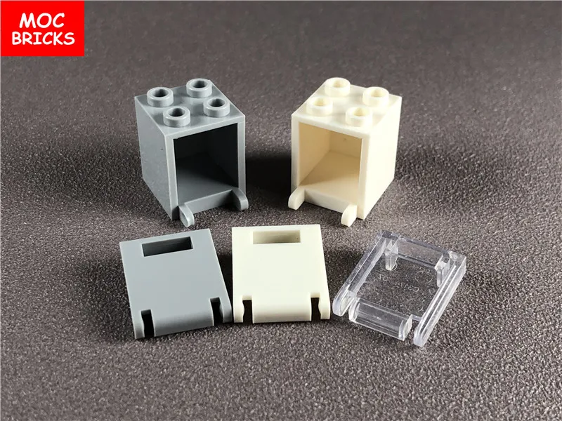 50 шт./лот MOC brick 4345 почтовые ящики белые и светло-серые контейнеры 2x2x2 полиция