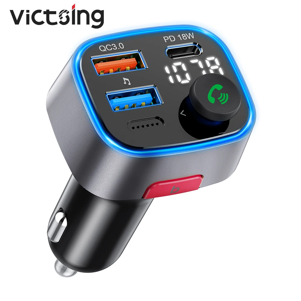 

VicTsing BH478 Bluetooth V5.0 Bluetooth FM Transmitter QC3.0 and 18W Wireless Radio Adapter Bass Sound Hi-Fi Music MP3 Player