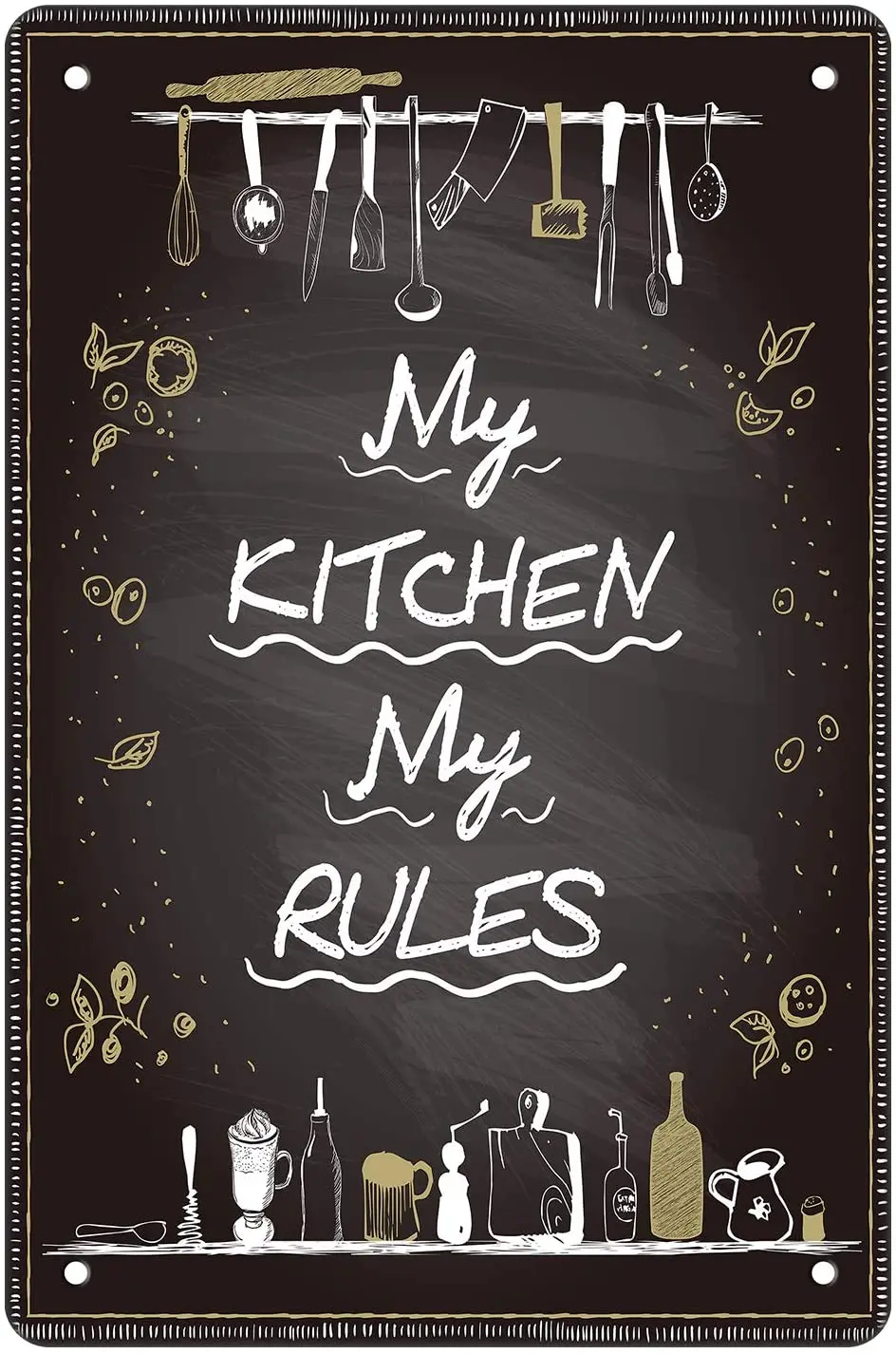 Warning Sign My Kitchen My Rules Tin Sign Metal Plaque Home Kitchen Dining Room Wall Decoration Retro Metal Plate 12*8 Inches
Warning Sign My Kitchen My Rules Tin Sign Metal Plaque Home Kitchen Dining Room Wall Decoration Retro Metal Plate 12*8 Inches