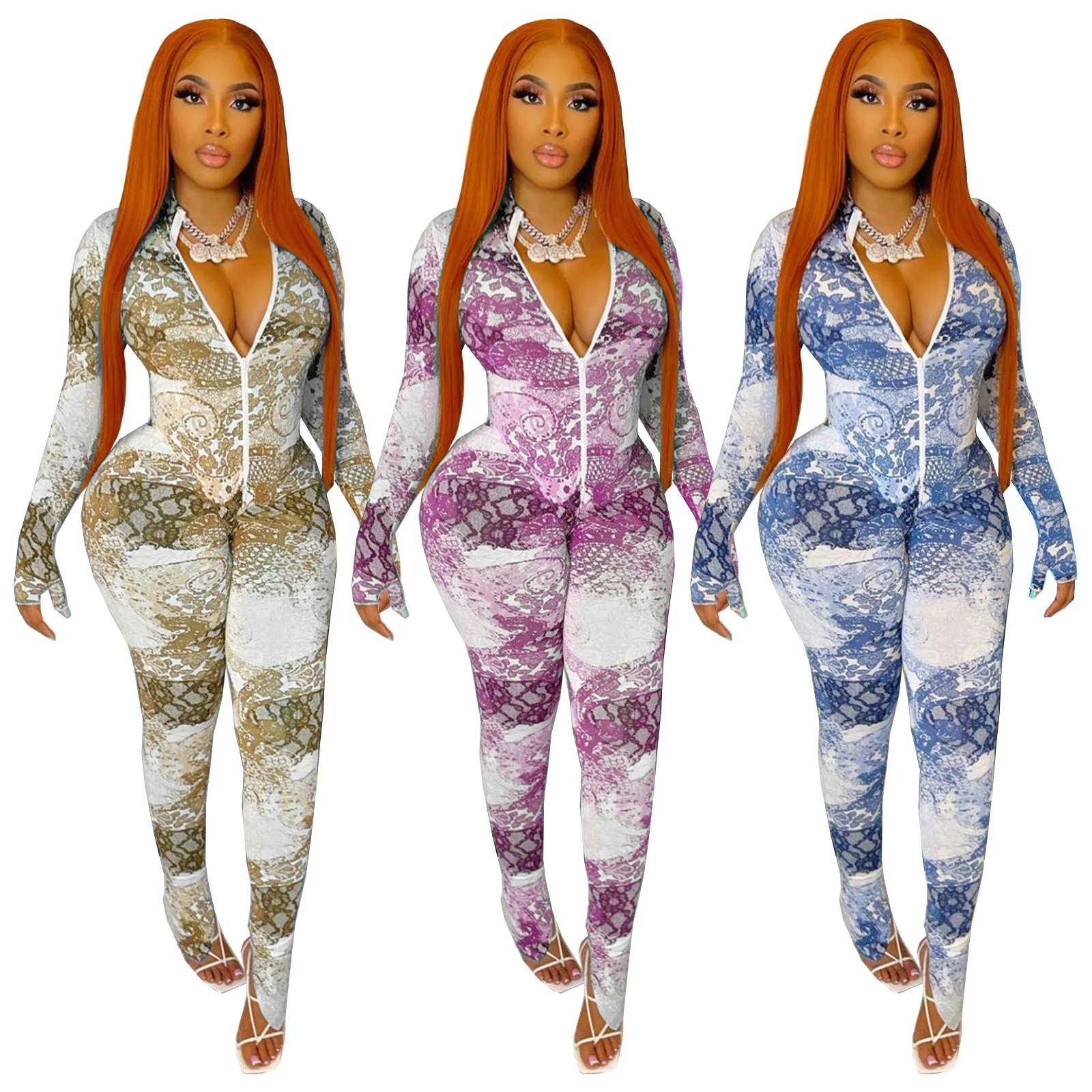 Wave Print Zipper V Neck Jumpsuit Woman Long Sleeve Bodycon Fitness One Piece Overalls Streetwear 2021 Autumn Outfits
Wave Print Zipper V Neck Jumpsuit Woman Long Sleeve Bodycon Fitness One Piece Overalls Streetwear 2021 Autumn Outfits