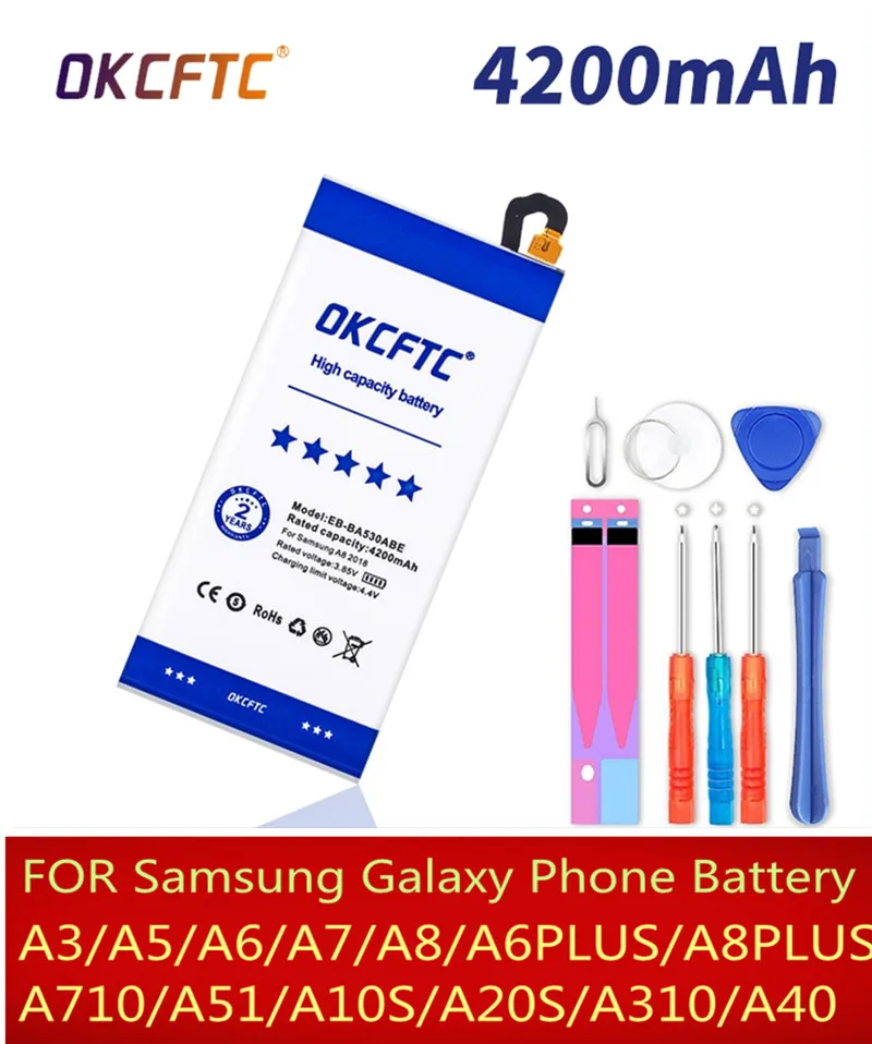 OKCFTC Safety Protection Phone battery For Samsung Galaxy A5 A7 A6 8 Plus a51 a710 Alpha for galaxy A3 310 a10s a40 2019 battera
OKCFTC Safety Protection Phone battery For Samsung Galaxy A5 A7 A6 8 Plus a51 a710 Alpha for galaxy A3 310 a10s a40 2019 battera