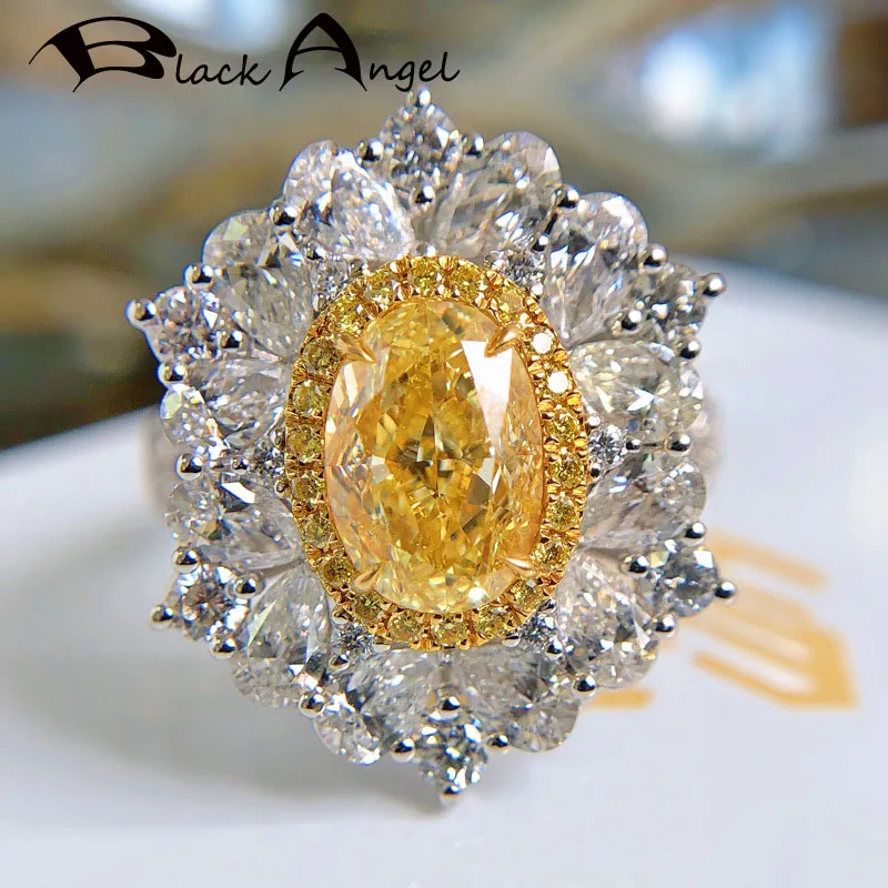 BLACK ANGEL New Ladies 925 Silver Rings Inlaid Dove Egg Yellow Gemstone Ring For Women Bride Jewelry Pave Zircon Wedding Gifts
BLACK ANGEL New Ladies 925 Silver Rings Inlaid Dove Egg Yellow Gemstone Ring For Women Bride Jewelry Pave Zircon Wedding Gifts