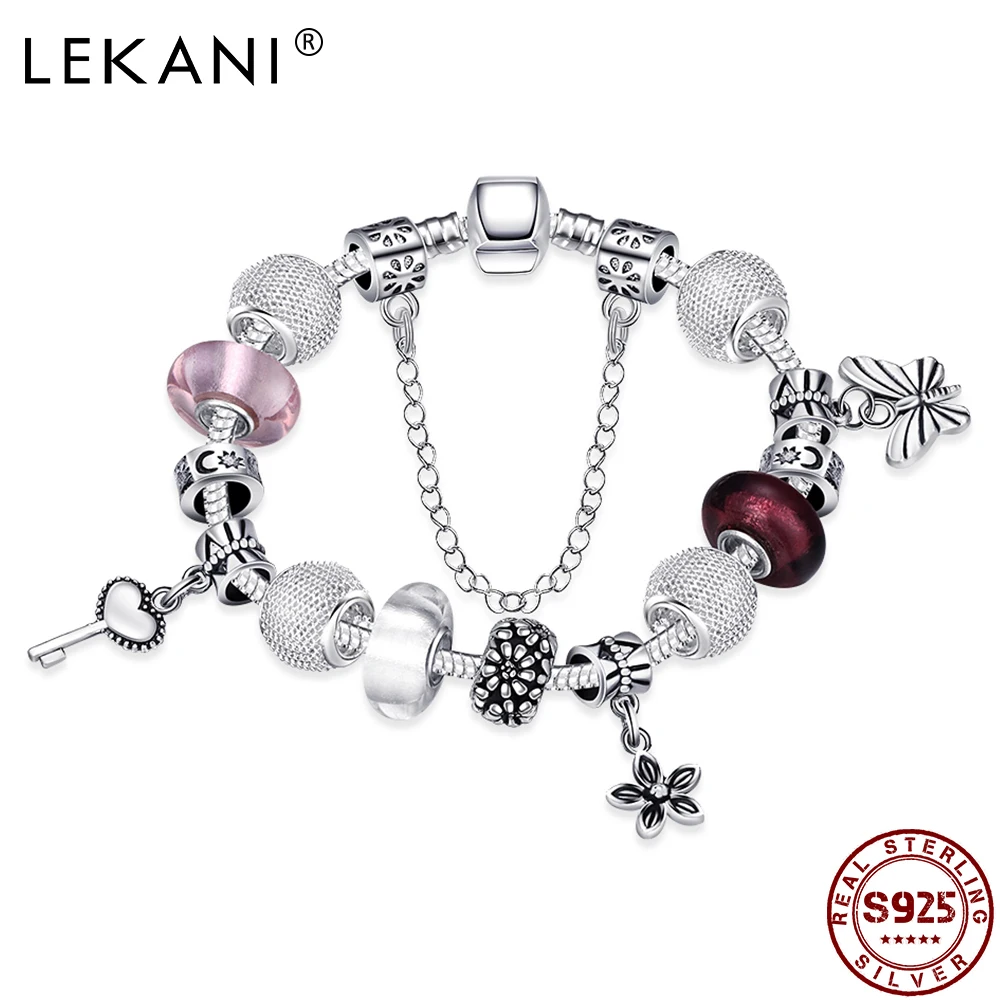 LEKANI Antique Silver Plated Charm Bracelet & Bangle with Love lock and Flower Beads Women Wedding Jewelry 2021 HOT SALE
LEKANI Antique Silver Plated Charm Bracelet & Bangle with Love lock and Flower Beads Women Wedding Jewelry 2021 HOT SALE