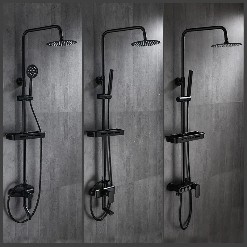 Black Rainfall Shower Faucets Set Wall Mounted Rain Shower Faucet Storage Bath Mixer Tap Hot Cold With Hand Shower Senducs Panel
Black Rainfall Shower Faucets Set Wall Mounted Rain Shower Faucet Storage Bath Mixer Tap Hot Cold With Hand Shower Senducs Panel