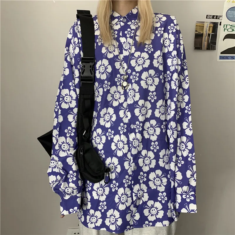 autumn new ladies top ins vintage long sleeve flower shirt women streetwear loose bf turn-down collar Blouses plus size hipster
autumn new ladies top ins vintage long sleeve flower shirt women streetwear loose bf turn-down collar Blouses plus size hipster