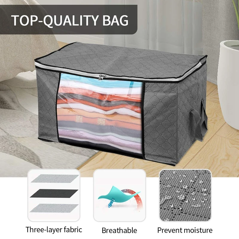 4Pack Storage Bags Clothes Organizer Containers with Strengthen Handle, Anti-Mold Fabric Under-Bed Storage Bags for Comforters,
4Pack Storage Bags Clothes Organizer Containers with Strengthen Handle, Anti-Mold Fabric Under-Bed Storage Bags for Comforters,