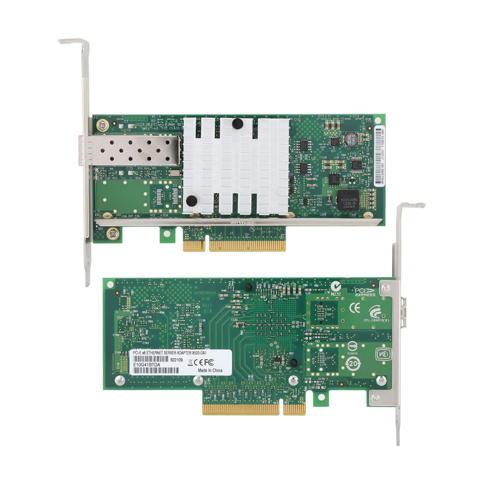 

INTEL X520-DA1 82599EN PCI-E 10G SFP волоконно-оптические сетевые карты для E10G41BTDA конвергентный сетевой адаптер для 10GBE X520-DA1