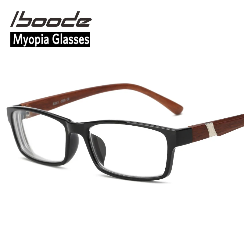 

iboode Wood Grain Myopia Glasses For Men and Women Myopic Spectacles PC Lens Finished Near Sight Eyewear Diopter -1.00 To -4.50