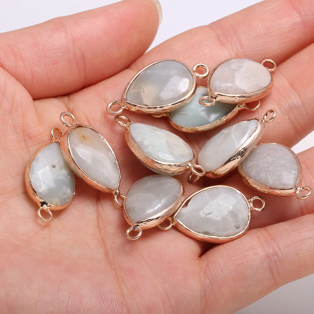 Natural Stone Water Drop Shape Faceted agates Pendant Double hole connector for jewelry making DIY necklace bracelet accessories
Natural Stone Water Drop Shape Faceted agates Pendant Double hole connector for jewelry making DIY necklace bracelet accessories